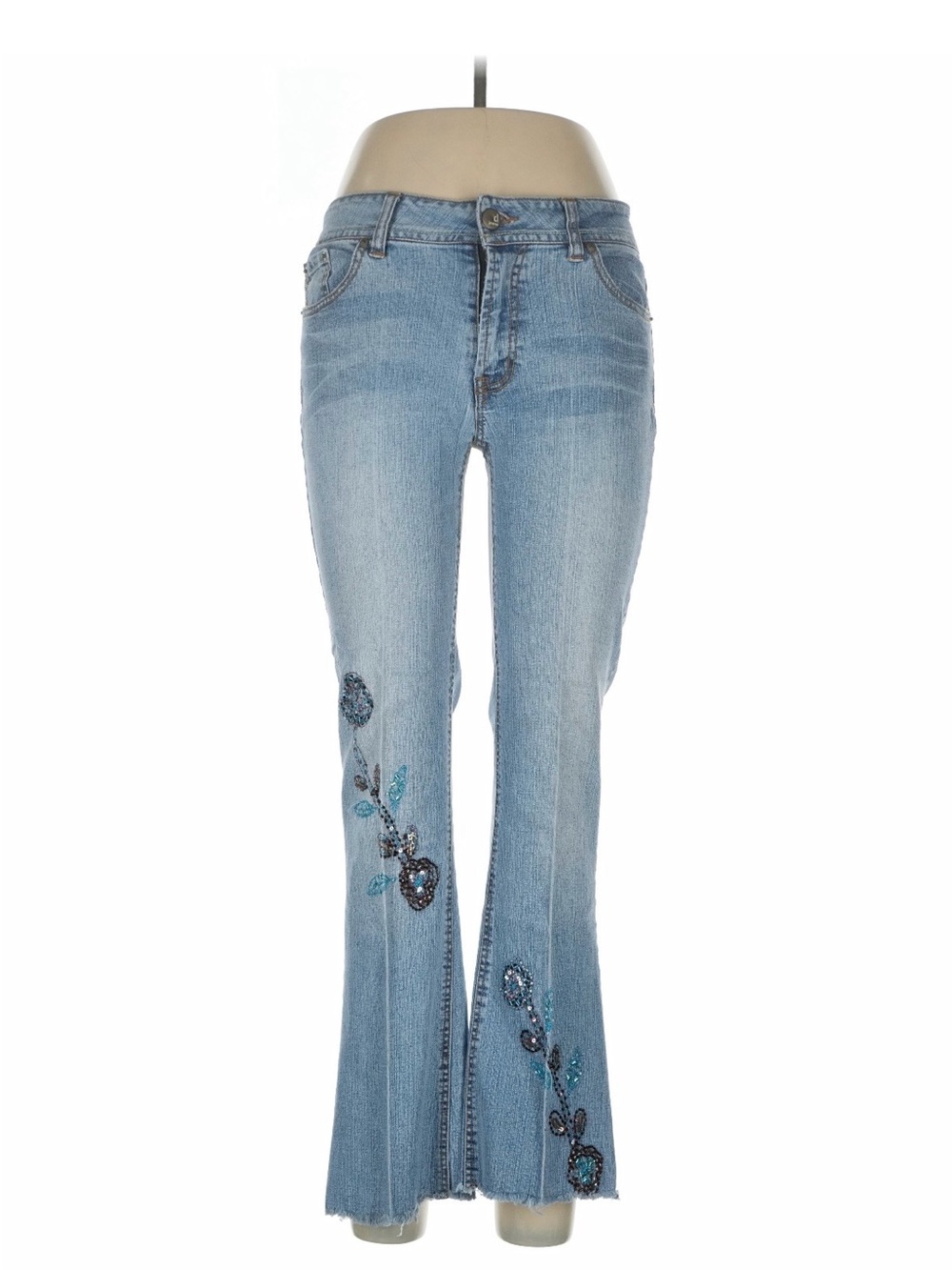 d. jeans Light Blue Embroidered Flare Jeans